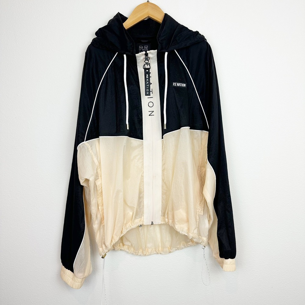 P.E Nation Black and‎ Cream Windbreaker Jacket Size Large